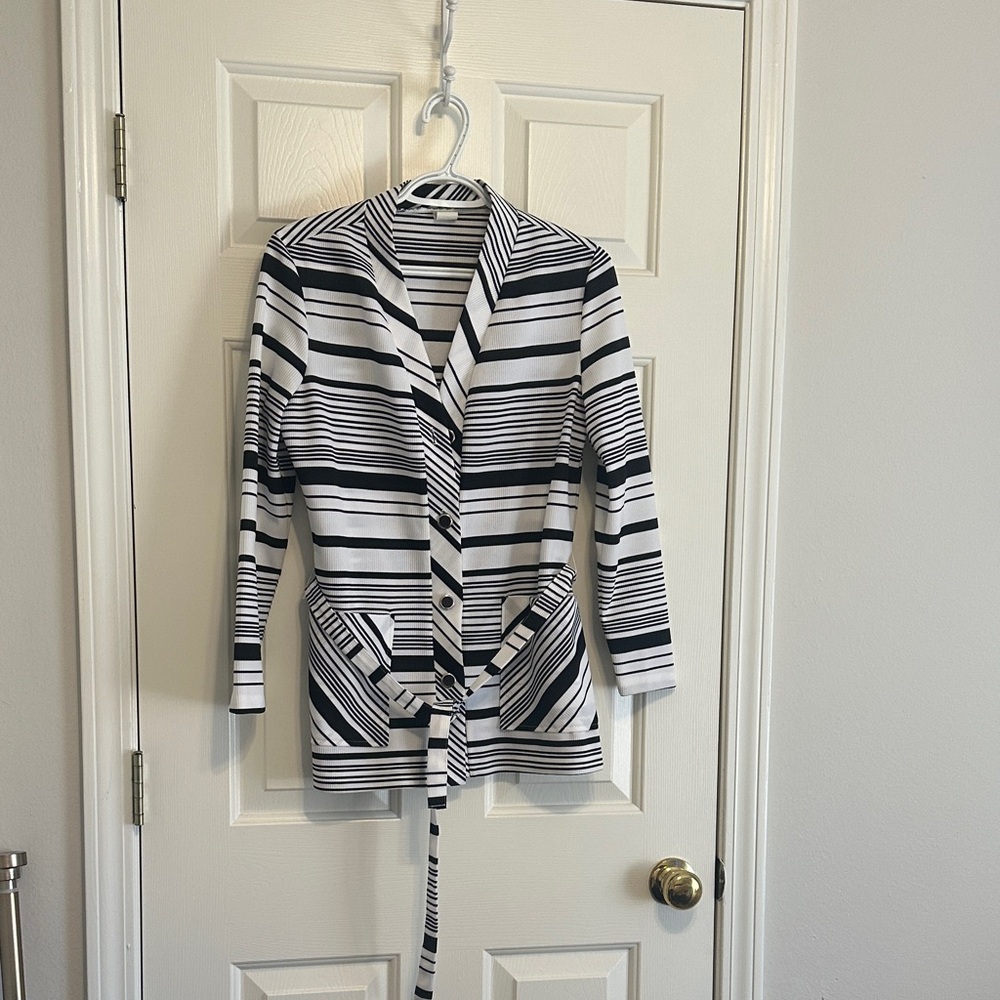 Vintage Striped Black and White Women's Cardigan